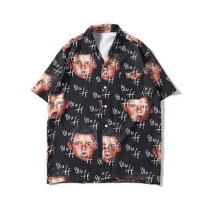 Koszule męskie Dark w pełni wydrukowany kołnierz strzałki Strt męska koszula Krótka płyta Lekka waga Materiał plażowy Hawajskie koszule Y240506