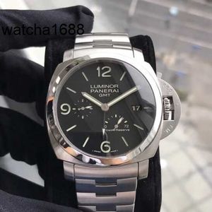 Calendar Wrist Watch Panerai Male LUMINOR 1950 Series Automatic Mechanical Steel Date Dual Time Zone Mobile Storage Titanium Metal Watch 44mm Black Disk PAM00347