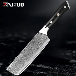 Damaskus Nakiri Knife 7inch Japanese Damascus 67Layers VG10 Steel Knife Ultra Sharp Kitchen Vegetabilisk kniv Ergonomisk G10 -handtag