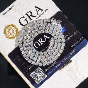 디자이너 테니스 목걸이 Moissanite Chain Gra 4-5mm 다이아몬드 모사 나이트 남성은 금색 체인 실버 목걸이 힙합 보석 모이 사니트 목걸이와 상자