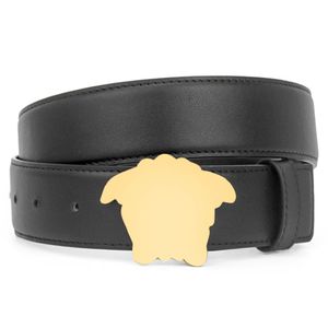 Модная ремень мужчина женщина дизайнер Гладкий золотой пистолет Black Buckle Top Cowshide Leather 1935