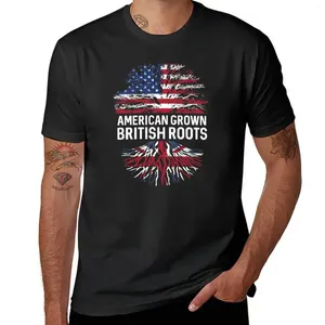 Polos maschile American Grown British Roots Us e Union Jack Flag Tree Sports Fans Sports Boys Boys Stamping Peso pesante magliette per uomini