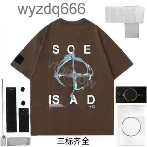 Solid Color Men Stones T -Shirt bestickte Designer Tops Island Sweatshirt Kompass Armband Baumwolle Lose Kurzpullover SteinhuTie Sommer U30M