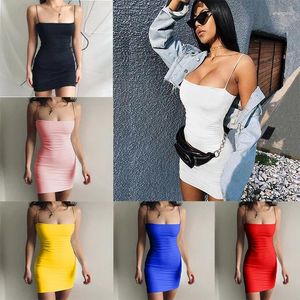 Casual Dresses European And American Summer Solid Color Sleeveless Women's On Sale