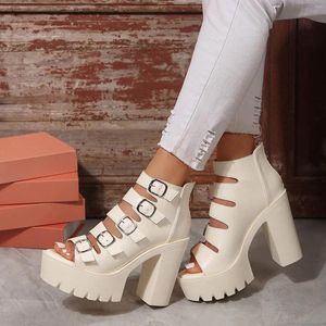 Sandals Shoes For Women Cool Slippers Metal Super High Heel Fish Mouth Women'S Thick Sole Comfortable