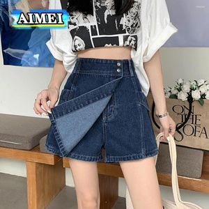 SKIRTS FENHORES 5XL Y2K VESTIMENTO DE JEDIM VINTAGEM Oversized High Waist Mini A-Line lazer curta saia de verão Calças coreanas 2024