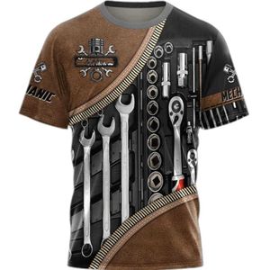 Camisetas masculinas Menic Mechanic 3D Tops Tops vintage T-shirt Roupas de verão STRT Sports Casual TS T240505