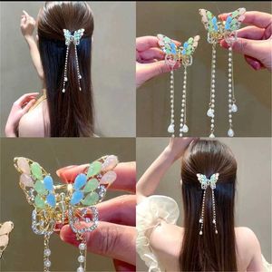 Inne wykwintne norceston motyl włosy fringe cl Korean Nowy kucyk Parmien Pearl Hair Clip Girl Crab Metal Heakddress Prezent