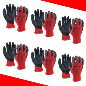 Gloves 12 Pieces/ 6 Pairs Safety Work Protective Gloves Construction Builders Grip Knit Polyester Cotton Guantes for Gardening