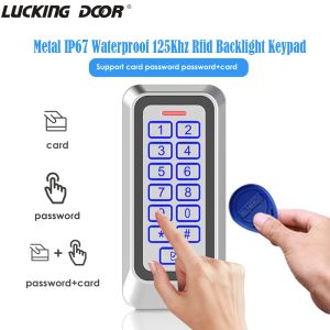 Kort bakgrundsbelysning RFID Metal Door Access Control Reader 1000 Användare 125KHz EM Korttangenttangenttangentlek IP67 Vattentät koddörrlås