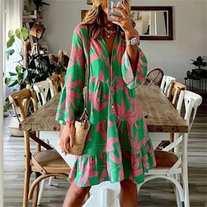 Dressed Sukienka dla kobiet Odzież Lato BOHO BOHO BOHO BOHO BOHO Floral Mini Large Femal Casual Long Spirt Vestid 240425