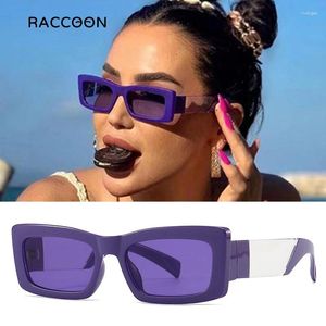 Okulary przeciwsłoneczne vintage mały prostokąt gradient kobiety 2024 marka mody fioletowa rama kwadratowe okulary słoneczne żeńskie eleganckie odcienie