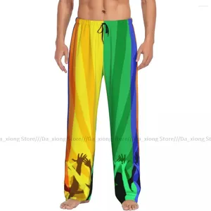 Men's Sleepwear Loose Sleep Pants Pajamas People Celebrating International Day For LGBT Striped Lounge Bottoms Casual Homewear
