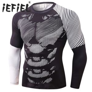 Separates Mens Swim Tops Beach Swimwear Quick Dry Moisture Wicking Rash Guard Stripe Print Long Sleeve Surfing Tshirt for Workout Swim