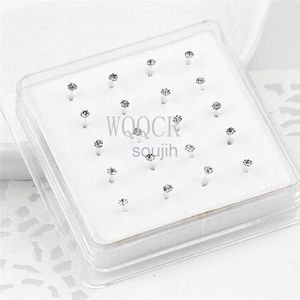 Body Arts 20pcs/Box Straight Pin Nase Bolde mit 1/2/3mm Kristall Nase Piercing Body Schmuck Nasenstollen Ringe Piercing Pin Body Schmuck D240503