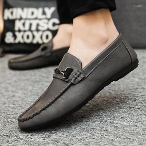 Casual Shoes Leather Men Formal Mens Loafers Moccasins Italian Breathable Slip On Male Boat Plus Size