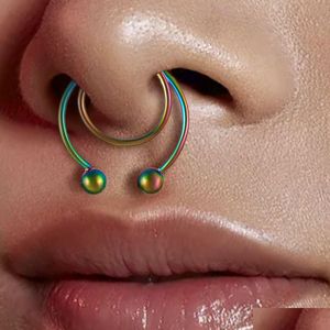 Nose Rings & Studs Clips Hoops For Women Non-Piercing Body Jewlery Medical Stainless Steel Rose Gold Color Wholesale 2023 New Drop De Dhknt
