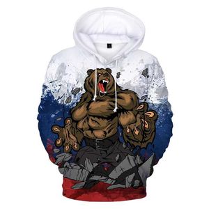 Herrtröjor tröjor 2023 ryska björnflagga tryckt 3D hooded tröja herr mode och avslappnad pullover harajuku street kläder super dalian hoodie q240506