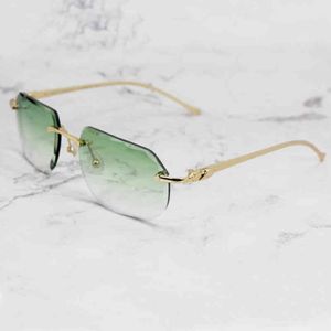 Lyxdesigner solglasögon Mens Rimless Qanther Diamond Cut Stylish French Sun Glasses Vintage Driving Shades Gafas de Sol 3046