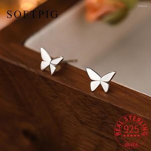 Orecchini per borchie Softpig Real 925 Sterling Silver Little Butterfly per donne Accessori per la cura del foro a orecchie di gioielli carini