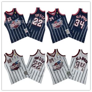 Maglie da basket Rocket 34 O'Julawan 22# Drexler Abito ricamato Stripes blu scuro