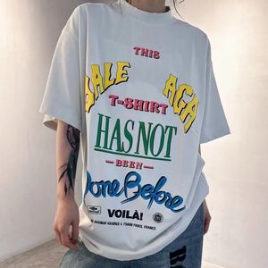 Summer New Designer Thirt Women Tops Tops Balengas Plus Le lettere più dimensioni Colori contrastanti Design Tessuto di cotone per uomini Tshirt da donna