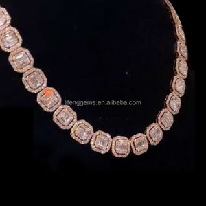 Lifeng smycken lyxiga män 925 Silver Hip Hop Candy Chain Ice VVS Moissanite Halsband