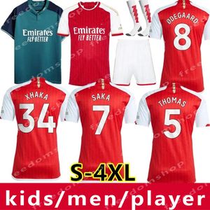 Smith Rowe G.Jesus Saka Soccer Jerseys Saliba 23 24 Fans Version Version Odegaard Martinelli 2023 2024 Nketiah Football Комплекты Мужские детские женщины устанавливают униформу S-4XL