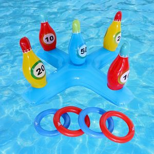 Utomhuspooltillbehör Uppblåsbar ring Kastning av hylsspel Set Floating Toys Beach Fun Summer Water Toy 240506