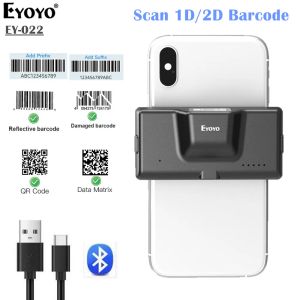 Scanners Eyoyo Ey022 2d Bluetooth Barcode Scanner Wireless Back Clipon Phone Bar Code Scanner Adjustable for 1d Qr Pdf417 Code Reader