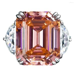 Anelli a grappolo Shop 925 Sterling Silver 15ct Emerald Cut Morganite ad alto diamanti in carbonio gembo di gemma Donne Gioielli