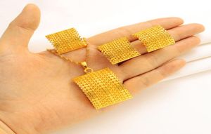 Модные украшения Fine Solid Gold Brida Set Women Send Servrings Кольца установите вечеринку Dubai India Африканские сети 6235551