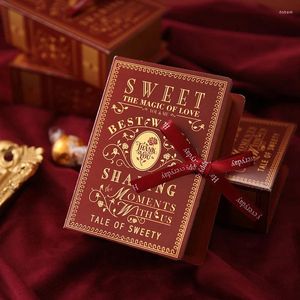 Hediye sargısı 1 adet Yaratıcı Basit Kitap Şekeri Şeker Kutusu Şeridi Bebek Duş Düğün Buluşmaları ve Hediyeler Kutuları Sevgililer Parti Öğeleri