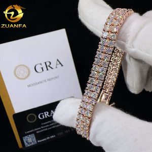 Designer JewelryNew design two rows diamond real gold plated bracelet sterling silver 925 vvs moissanite hip hop jewelry lab diamond tennis chai