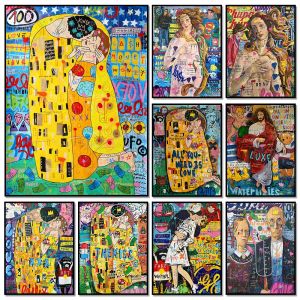 Graffiti gustav klimt capolavori bacio poster arte da parete poster americano murale moderno arredamento casa moderno tela dipinti immagini stampe