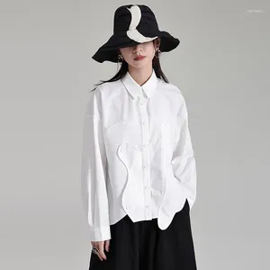 Kvinnors blusar Outlier Design Oregelbundet fast färg Dark Wind Long Sleeved Shirt For Women 2024 Loose Slim and Unique Top