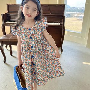 Abiti da ragazza 2024 Summer Girls Dress Floral Princess Cute Sweet Designace Designace of Clothes Gody Fashion Style