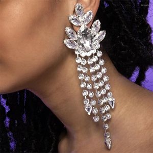 Stud Earrings Exquisite Shining Rhinestone Long Frtassel Bridal Wedding Ultra Flash Crystal Pendant Jewelry Accessories