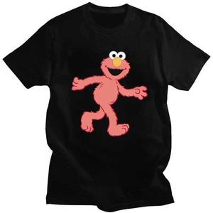 Męskie koszulki Sesame Street T-Shirt męskie Zebrane Bawełniane T-shirt Cookie Monster Elmo T-shirt z krótkim rękawem T-shirt J240506