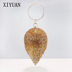 Xiyuan küçük yuvarlak çantalar püskül yemek çantası ünlü elbise ziyafet çanta topu parti düğün kavramaları için akşam çantaları 240430