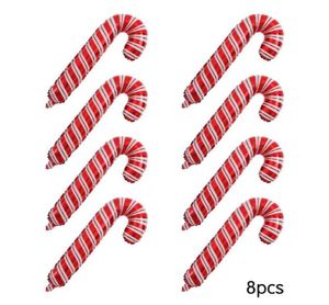 Party Decoration 8pc Large 8237cm Christmas Candy Cane Aluminium Foil Balloons Santa Claus Canes for Home Decorations Supplies2430302