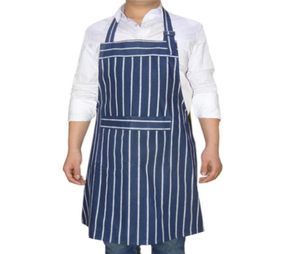 Klassisk blå randig förkläde förtjockad ren bomull mörk fläckbeständig matsal som arbetar apron1386127