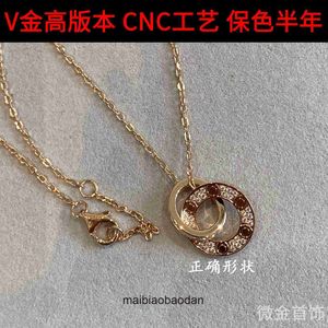 Cartre High End jewelry rings for womens V Gold Mini Double Ring Full Diamond Necklace Thick Plating 18K Rose Gold New Light Luxury Collar Chain Original 1to1 With logo