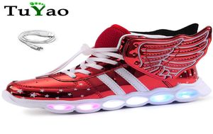 Nuove ali di angelo scarpe casual con ragazzi a LED USB ragazzi illuminano sneaker luminose luminose illuminate illuminate illuminate 2011121127871