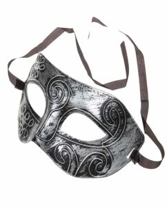 Partito mezza faccia retrò guerriero romani greco di Halloween Maschera d'argento unisex Party Venetian Masquerade Decorations Mardi Gras Masches per 9961120