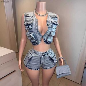 Women's Shorts Denim jacket summer jacket two-piece pants bicycle shorts set cropped jeans set Tracksuit sexy set Y2K fashion WX