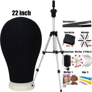 Wig Stand Mannequin Canvas Block Head And Caps T Pins Thread With Adjustable Tripod For Making Drop Delivery Hair Products Accessories Otlk1
