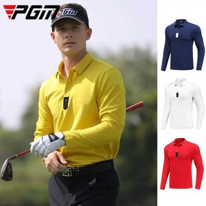 Herr t-shirts PGM Autumn Men Sports Shirts Long Slve Lapel Tops Man andningsbar t-shirt Tennis Jersey Dry Fit Baseball Wear M-XXL Y240506