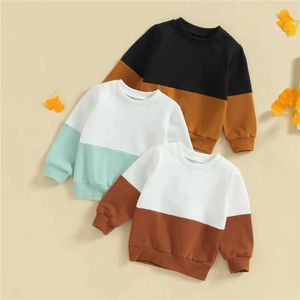 T-shirty Śliczna bluza dla dzieci 0-3 years Nowonarodzony chłopiec dziewczyna z długim rękawem O-dół kontrast kolor pullover płaszcz jesienny zimowy ubrań 2405