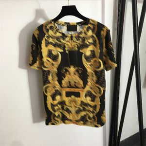 Lyxskjortor designer skjorta kvinna t -shirt suner t shirt ny bomull andas tee besättning hals tryck geometrisk kort ärm toppar vintage gata kläder kvinna topp